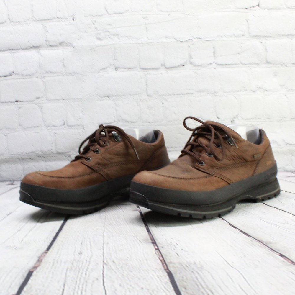 LL Bean Brown Leather Lace Up Vibram Sole Oxford Shoes Size 10 M - Picture 2 of 9